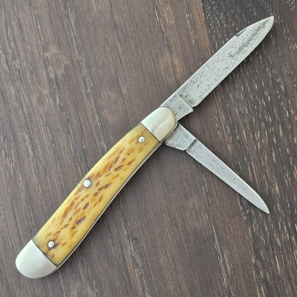 Remington USA Vintage Dogleg Jack Blond Rogers Bone R673 knife for sale