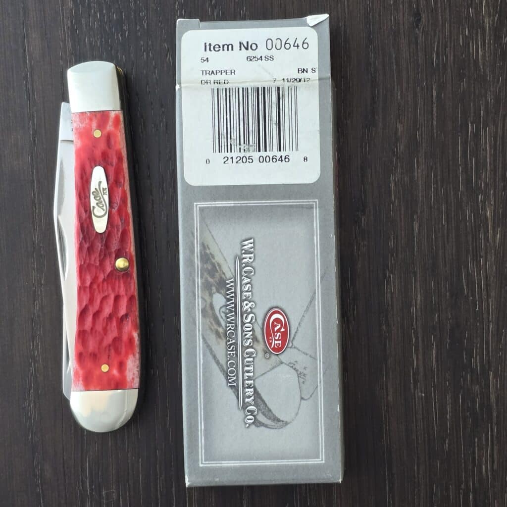 Case USA 6254 SS Trapper in Dark Red Bone No. 00646 knife for sale