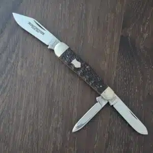 Winchester W15-3904 Back Spring Whittler in Dark Chestnut Rogers Jigged Bone with Original Box 1988 knife for sale