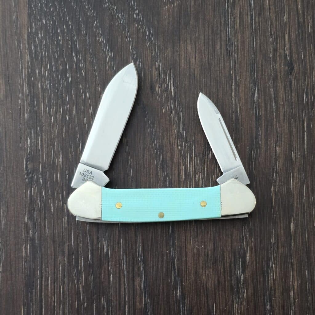Case XX USA Baby Butter Bean in Seafoam Green Smooth G-10 and Stainless Steel 102132 SS No. 18107 knife for sale