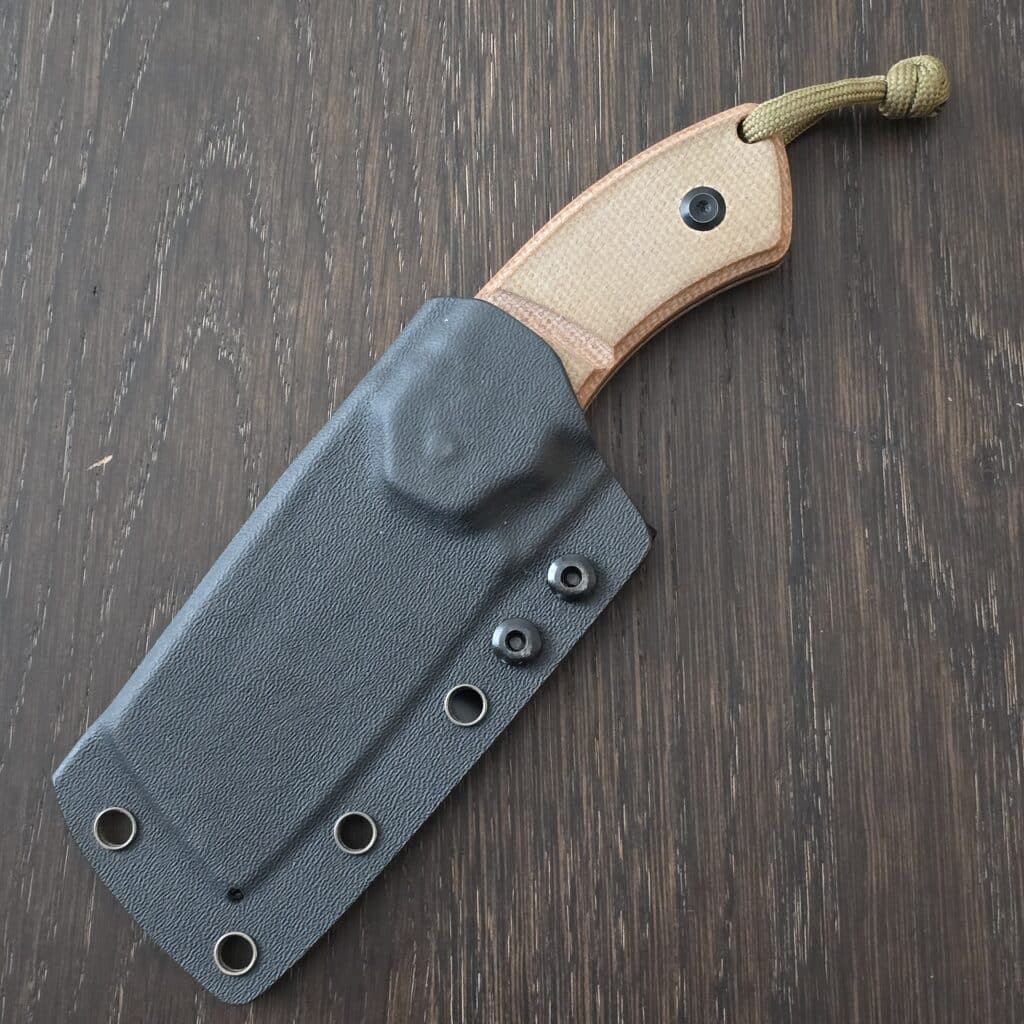 Kansept Korvid G2030A4 Black Stonewashed 14C28N, Brown Micarta + Kydex Sheath knife for sale