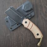Kansept Korvid G2030A4 Black Stonewashed 14C28N, Brown Micarta + Kydex Sheath