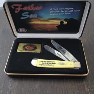 Case USA Father and Son Trapper in SS and Yellow Delrin CAT-FS/Y knife for sale