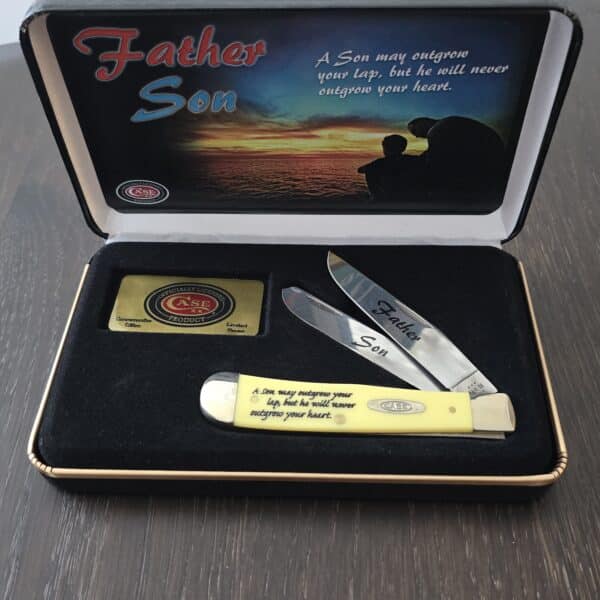 Case USA Father and Son Trapper in SS and Yellow Delrin CAT-FS/Y – gallery image 1