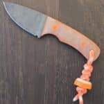 Knives by Nuge Creamsicle Wicket - Orange Jade G10 - Blackened / Tumbled Nitro-V with Custom Kydex knife for sale