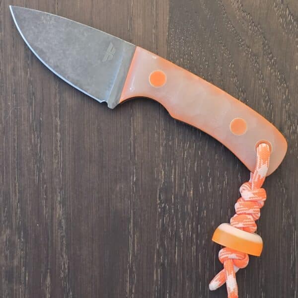 Knives by Nuge Creamsicle Wicket - Orange Jade G10 - Blackened / Tumbled Nitro-V with Custom Kydex – gallery image 1
