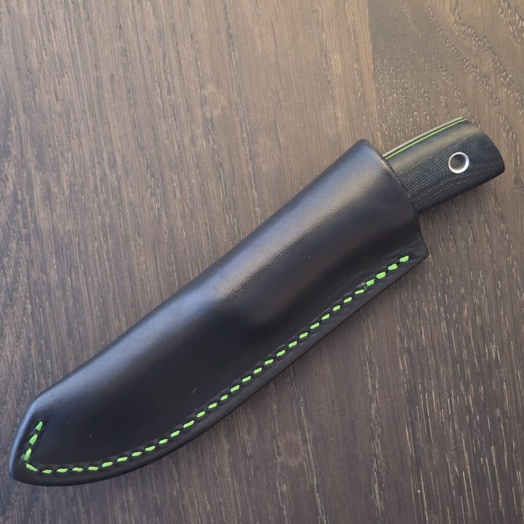 Warlander Bush Baby - Black Canvas Micarta - Black & Lime Green Liners - Lime Green Pins knife for sale