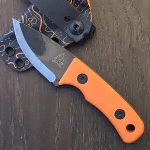 Knives by Nuge Primitive Wicket -Orange G10 / 80CRV2 with Custom Kydex (used) knife for sale