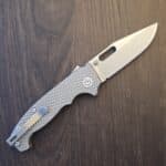 Demko MG AD20-133 Full Thickness With OG Goat Titanium Textured Scales (original orange scales included also) knife for sale