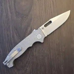 Demko MG AD20-133 Full Thickness With OG Goat Titanium Textured Scales (original orange scales included also) knife for sale