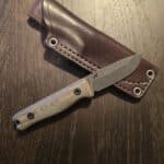 Reiff Knives F3 Saber Acid Stonewash Green Canvas Brown Leather Sheath RH CPM 3V F311GCMBRLR