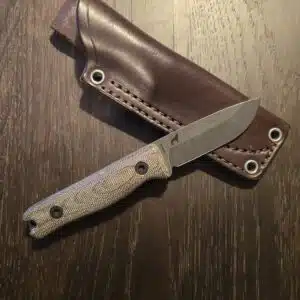 Reiff Knives F3 Saber Acid Stonewash Green Canvas Brown Leather Sheath RH CPM 3V F311GCMBRLR knife for sale