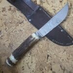 Remington USA RH73 1933-1940 in Stag with Nickel Silver Cap, 1/2 Guard Deer Etching and Original Leather Sheath knife for sale