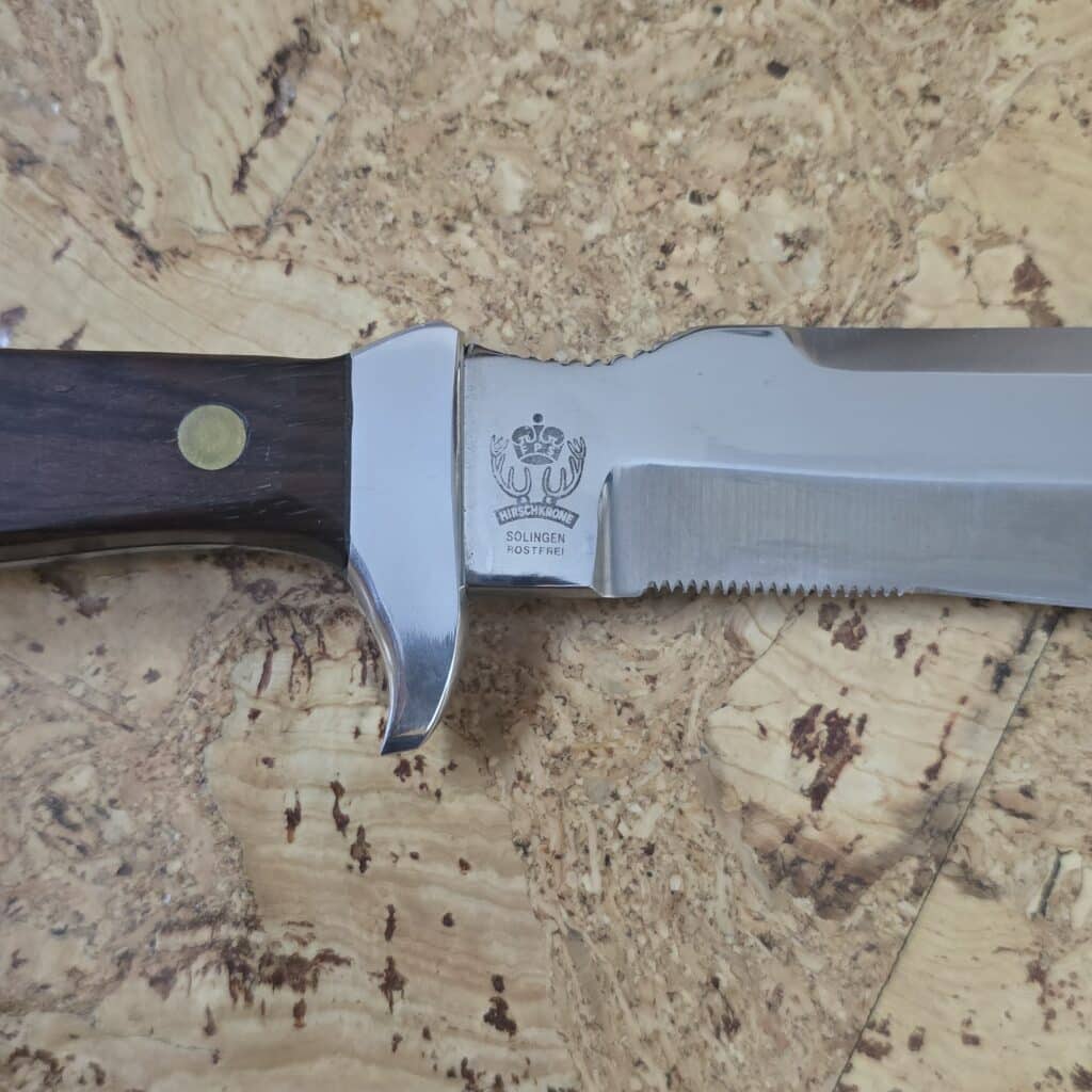 Hirschkrone German Pilots Fixed Blade Survival Knife Solingen Rostfrei BUND "Bundeswehr" 1984 knife for sale