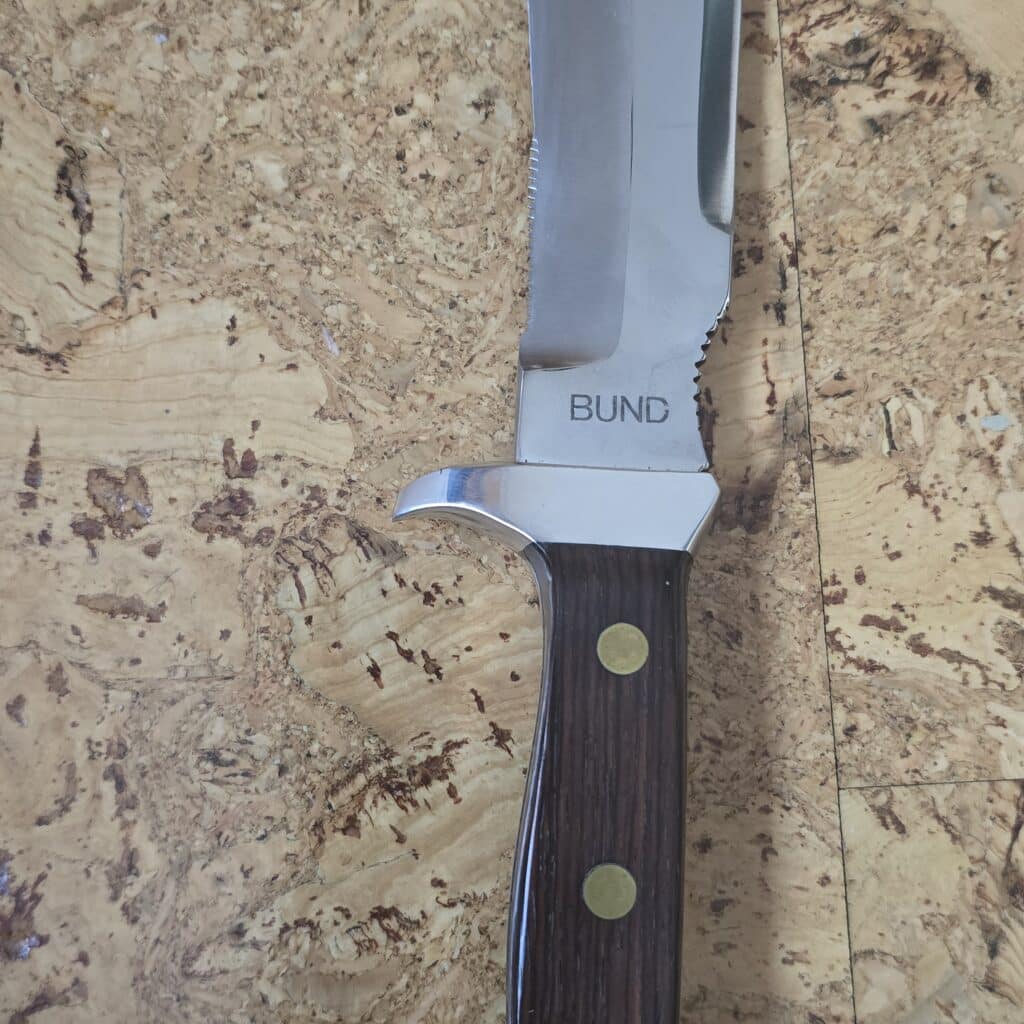 Hirschkrone German Pilots Fixed Blade Survival Knife Solingen Rostfrei BUND "Bundeswehr" 1984 knife for sale