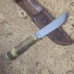Remington USA RH73 1933-1940 in Stag with Nickel Silver Cap, 1/2 Guard and Original Leather Sheath knife for sale