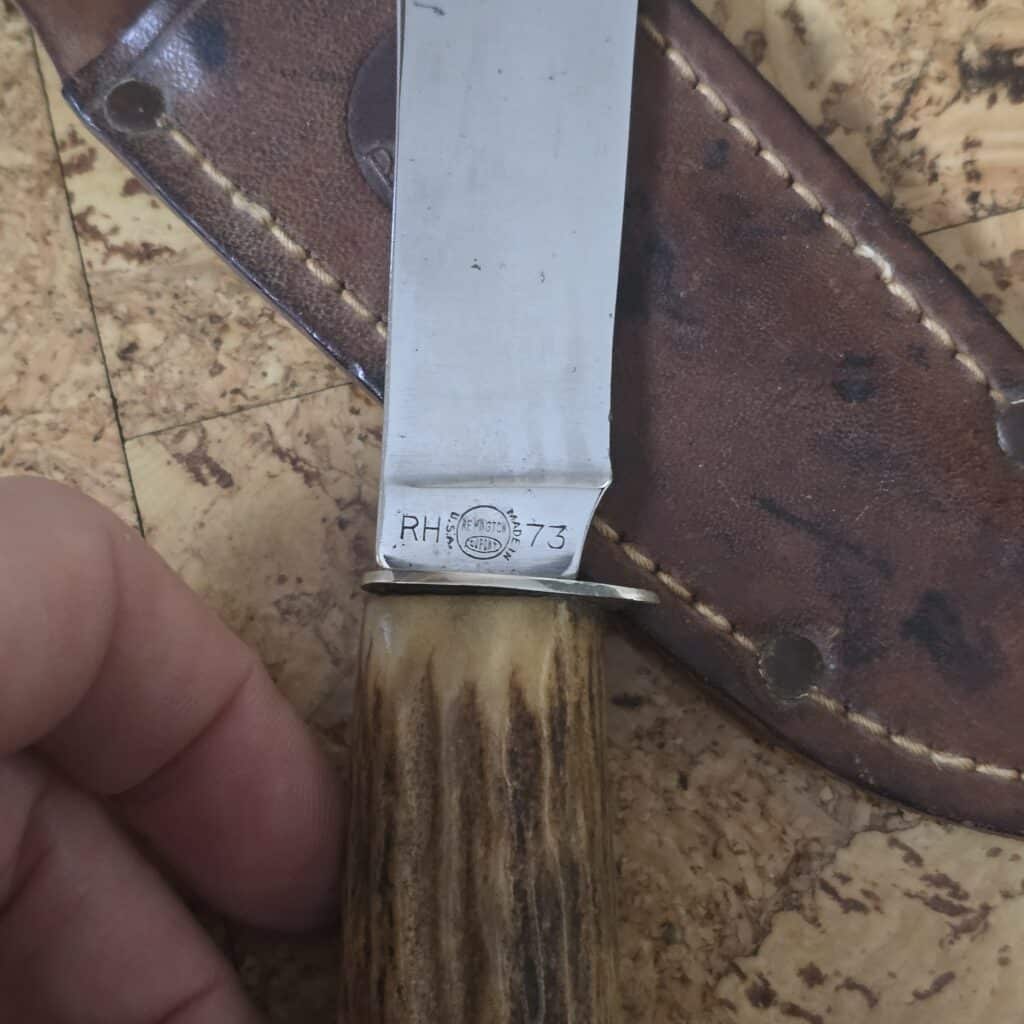Remington USA RH73 1933-1940 in Stag with Nickel Silver Cap, 1/2 Guard and Original Leather Sheath – gallery image 3