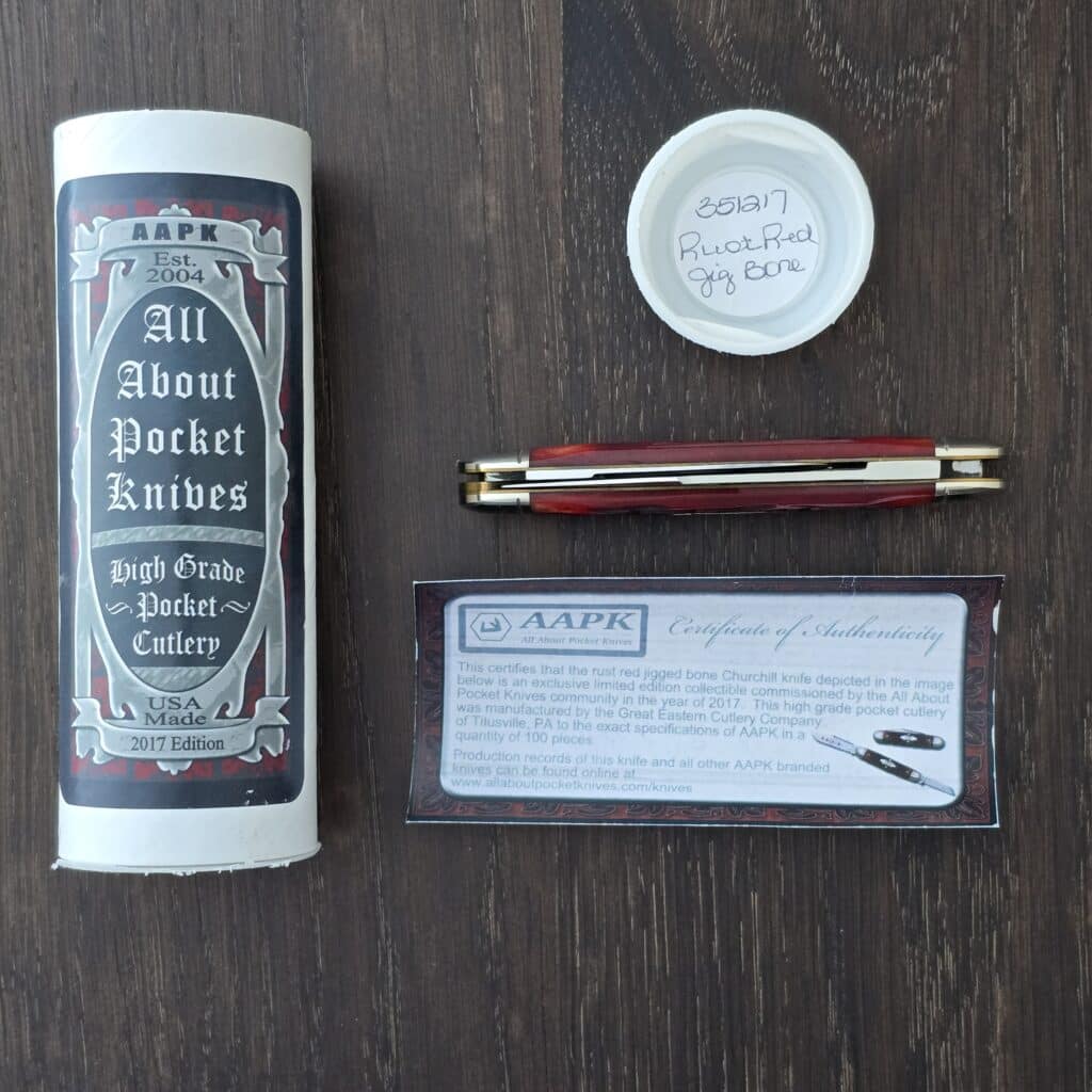 Great Eastern Cutlery # 351217 Rust Red Jigged Bone SFO for AAPK knife for sale
