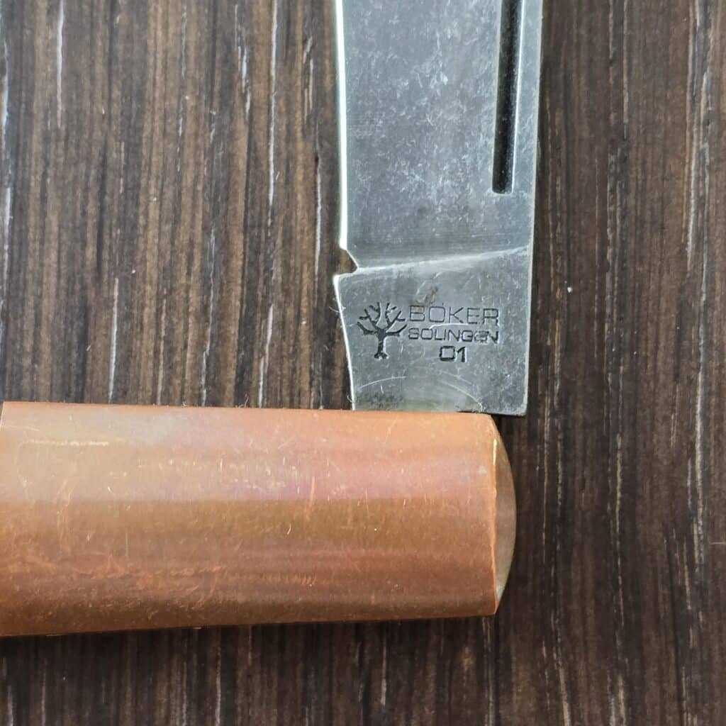 Boker SMKW Exclusive Barlow - Copper & Burlap Micarta - Acid Washed O1 Steel, Solingen Germany – gallery image 2