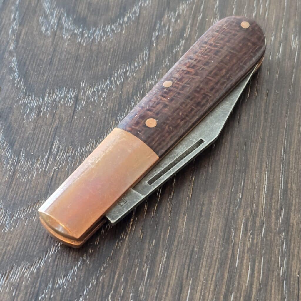 Boker SMKW Exclusive Barlow - Copper & Burlap Micarta - Acid Washed O1 Steel, Solingen Germany – gallery image 4