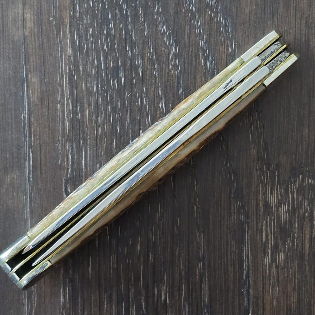 Case USA 1993 Brown Jigged Bone PS #6254 SS Large Trapper 7 dots Ser #015/100 "Get Real Bill" Embossed on Clip Blade knife for sale