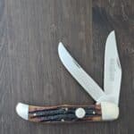 Queen Cutlery # 44 Large Hunter in ACSB Stag Bone and D2 tool steel