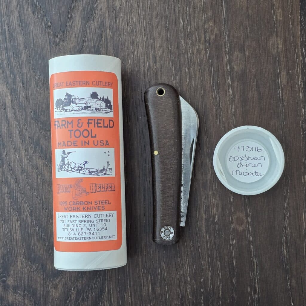 Great Eastern Cutlery #473116 OD Green Micarta Hayn' Helper (heavily used) – gallery image 2