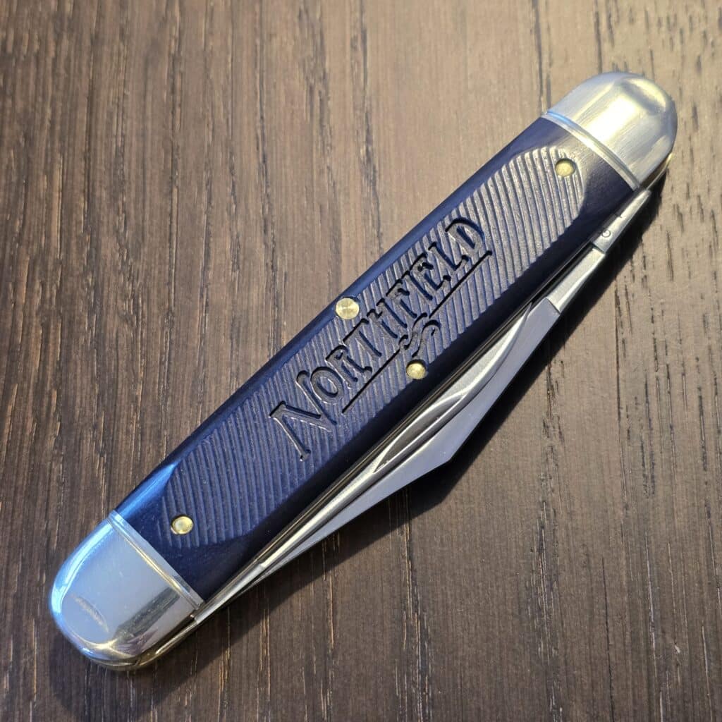 Great Eastern Cutlery #981226 Blue Sawcut Richlite knife for sale