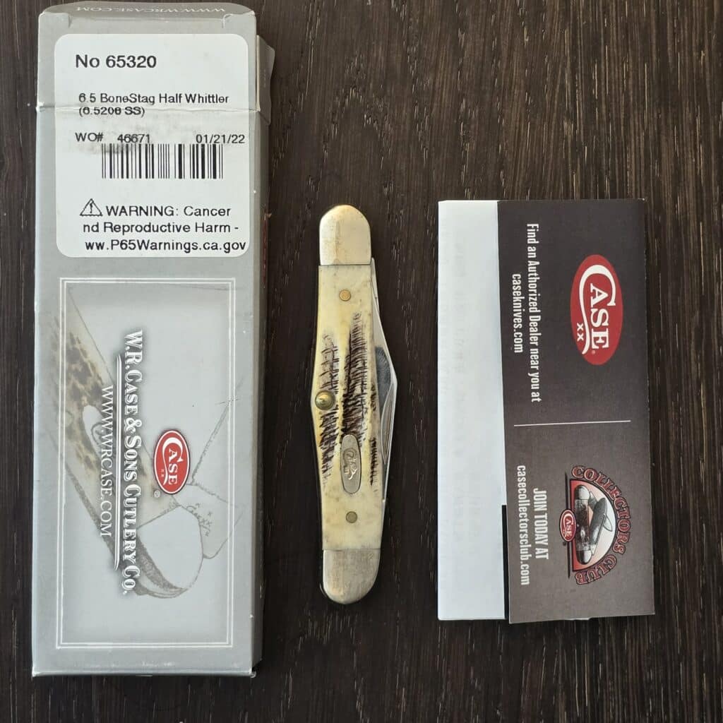 Case XX USA No 65320 Bone Stag Half Whittler 6.5206 SS knife for sale