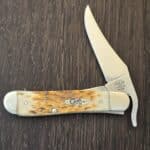 Case XX USA No 00260 Amber Bone Peack Seed Jigged Bone Russlock 61953L SS