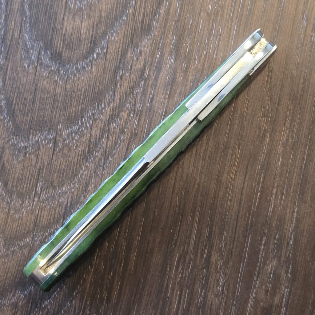 Tuna Valley Cutlery Mountain Cougar Green Toad Frog Jigged Bone w/154CM (1 of 10) knife for sale