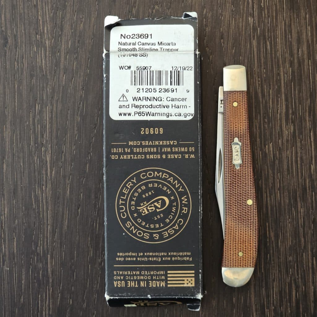 Case XX USA No. 23691 Natural Canvas Micarta Smooth Slimline Trapper 101048 SS – gallery image 2