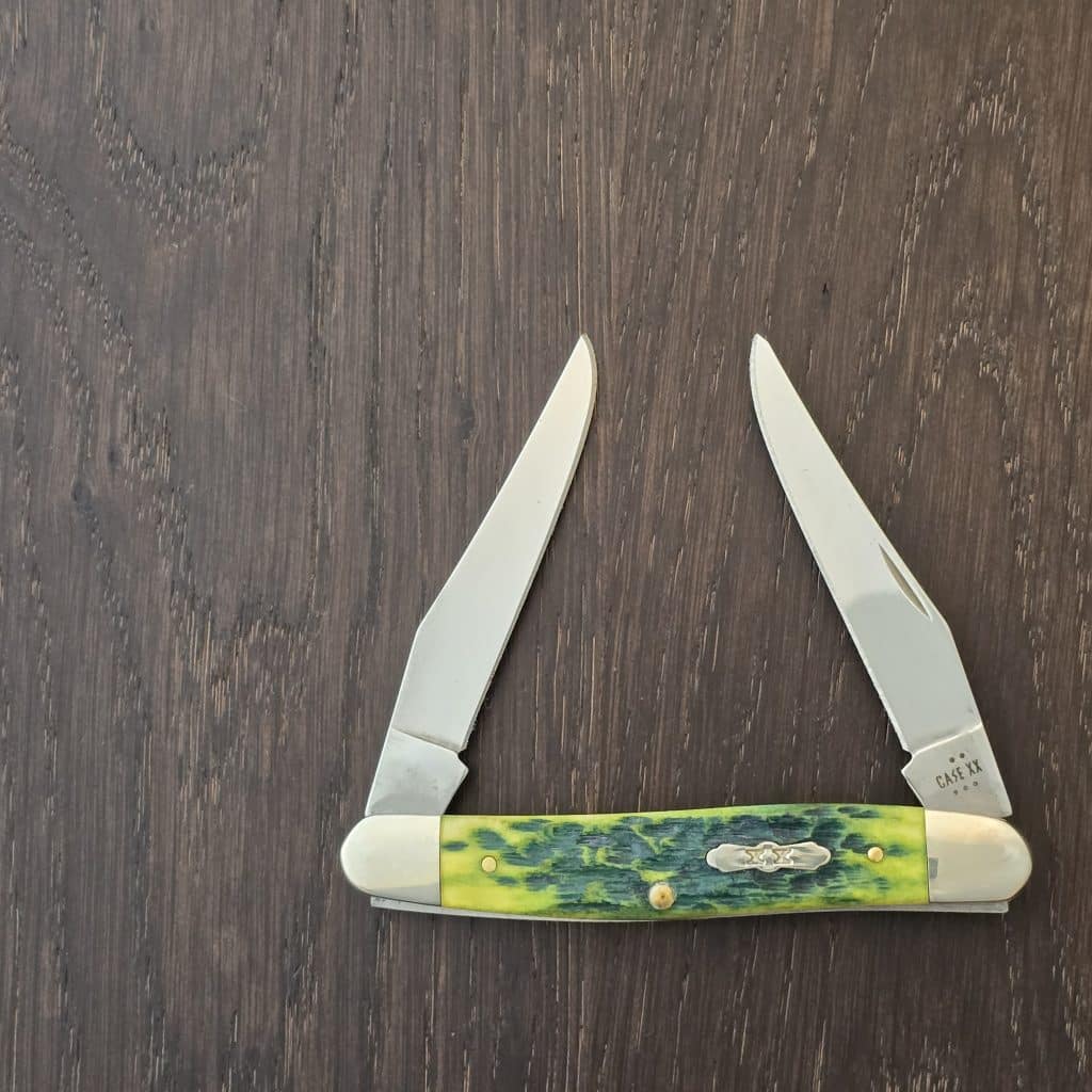Case XX USA No 27866 Green Apple Bone Peach Seed Jig Muskrat 79445 SS knife for sale