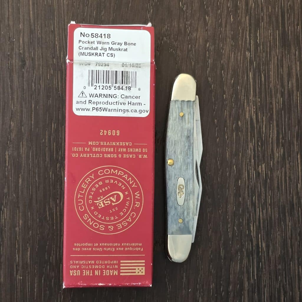 Case XX USA No 58418 Pocket Worn Gray Bone Crandall Jig Muskrat 79254 SS knife for sale