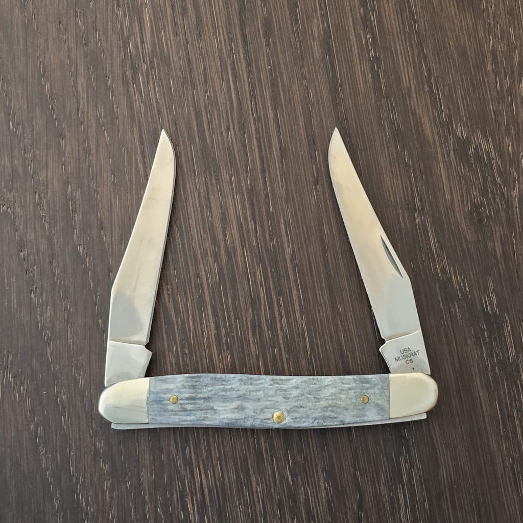 Case XX USA No 58418 Pocket Worn Gray Bone Crandall Jig Muskrat 79254 SS knife for sale
