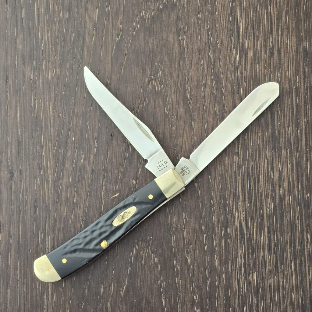 Case XX USA No. 18237 Black Synthetic Rough Jig Mini Trapper 6207 SS knife for sale