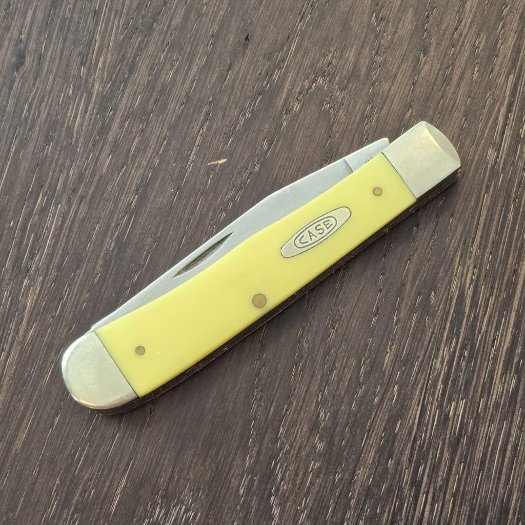 Case XX USA No. 80161 Yellow Smooth Synthetic Trapper 3254 SS (no box, vintage) knife for sale