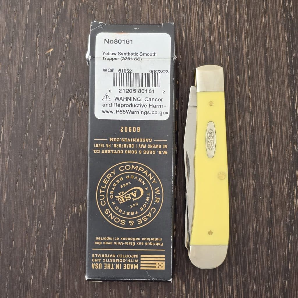 Case XX USA No. 80161 Yellow Smooth Synthetic Trapper 3254 SS knife for sale