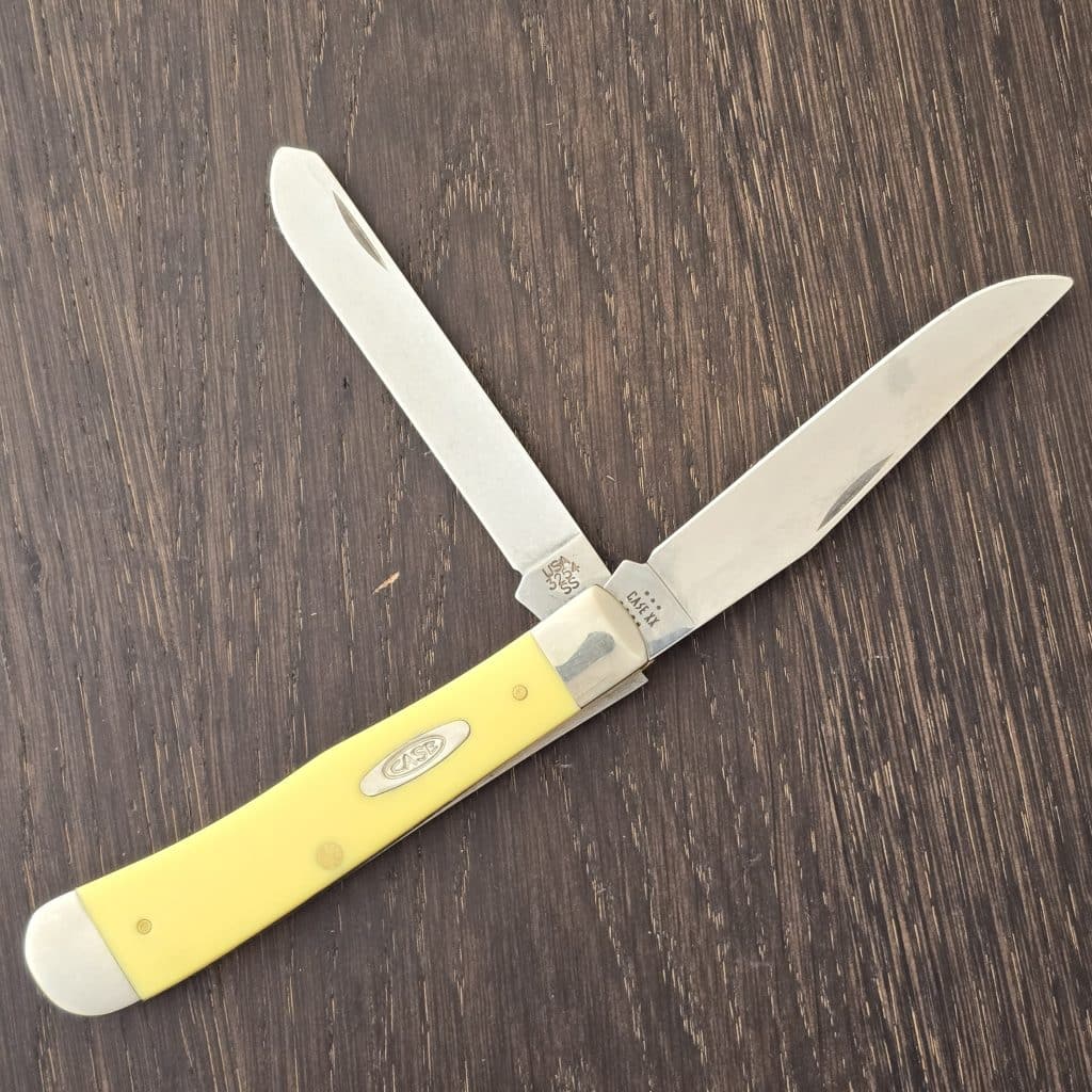 Case XX USA No. 80161 Yellow Smooth Synthetic Trapper 3254 SS knife for sale