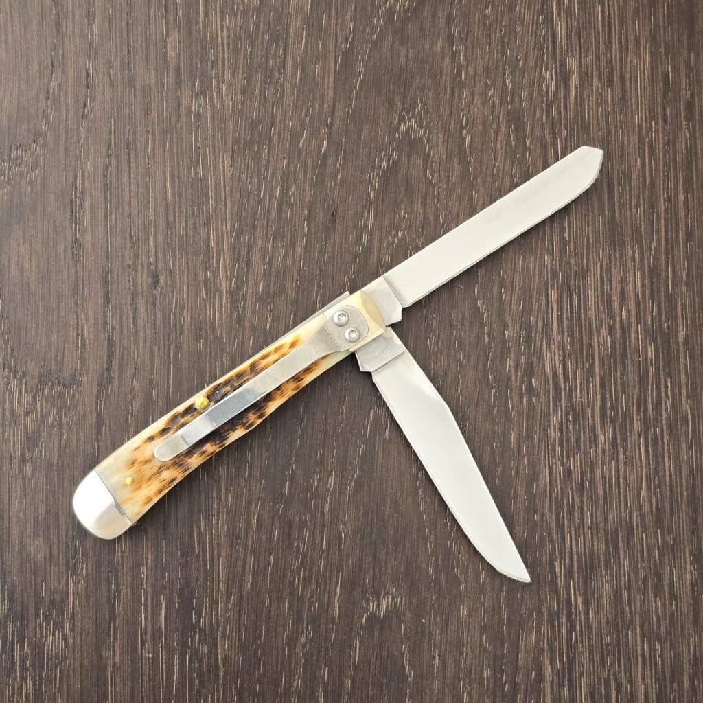 Case XX USA No. 06540 Amber Bone Peach Seed Jig Trapper w/ Clip 6254C SS knife for sale