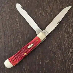 Case XX USA No. 31957Dark Red Bone Peach Seed Jig Trapper w/ Clip 6254C SS knife for sale