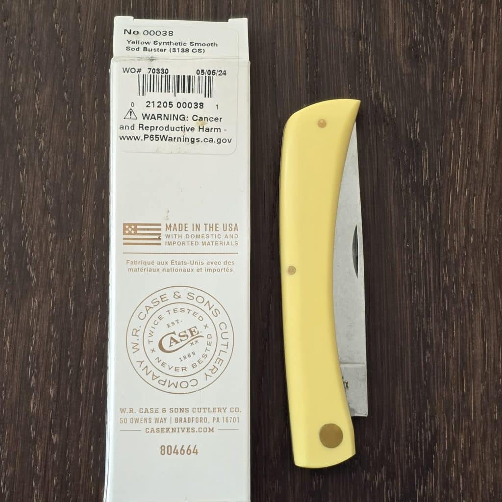 Case XX USA No. 00038 Yellow Synthetic Smooth Sod Buster 3138 SS knife for sale