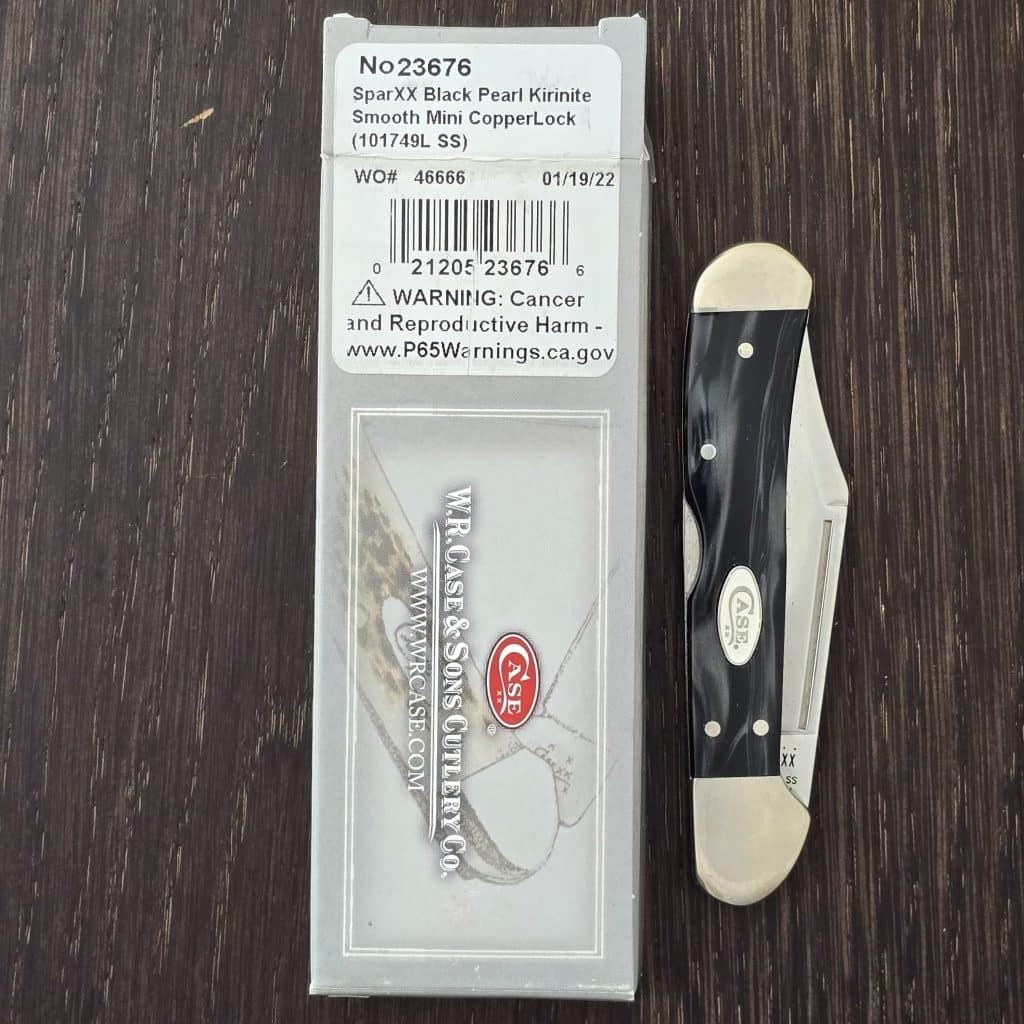 Case XX USA No. 23676 SparXX Black Pearl Kirinite Smooth Mini Copper Lock 101749L SS knife for sale