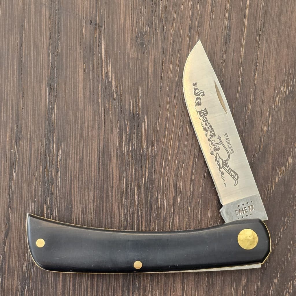 Case XX USA No. 00095 Black Synthetic Smooth Sod Buster JR 2137 SS knife for sale