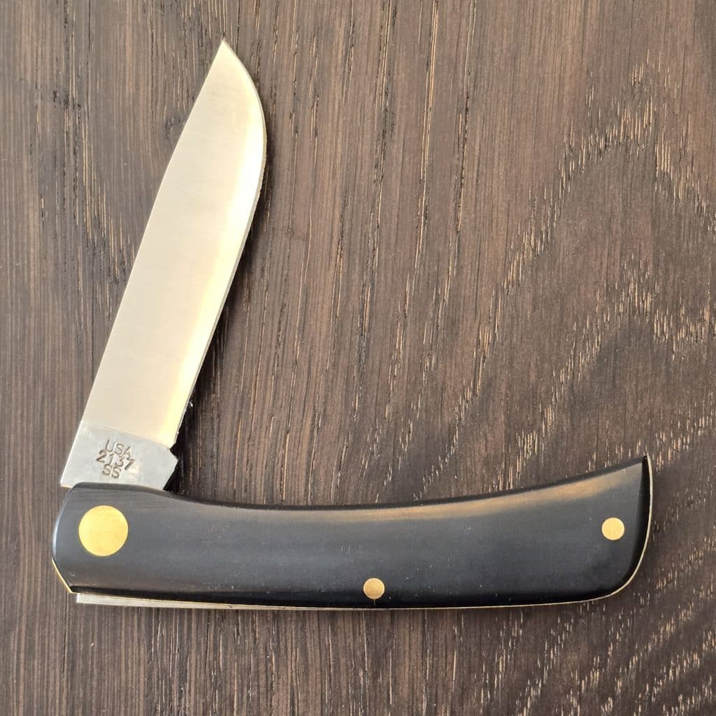 Case XX USA No. 00095 Black Synthetic Smooth Sod Buster JR 2137 SS knife for sale