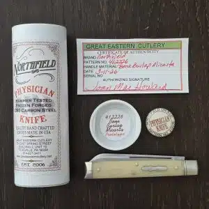 Great Eastern Cutlery #412226 Bone Burlap Micarta "Physician Knife" PROTOTYPE knife for sale