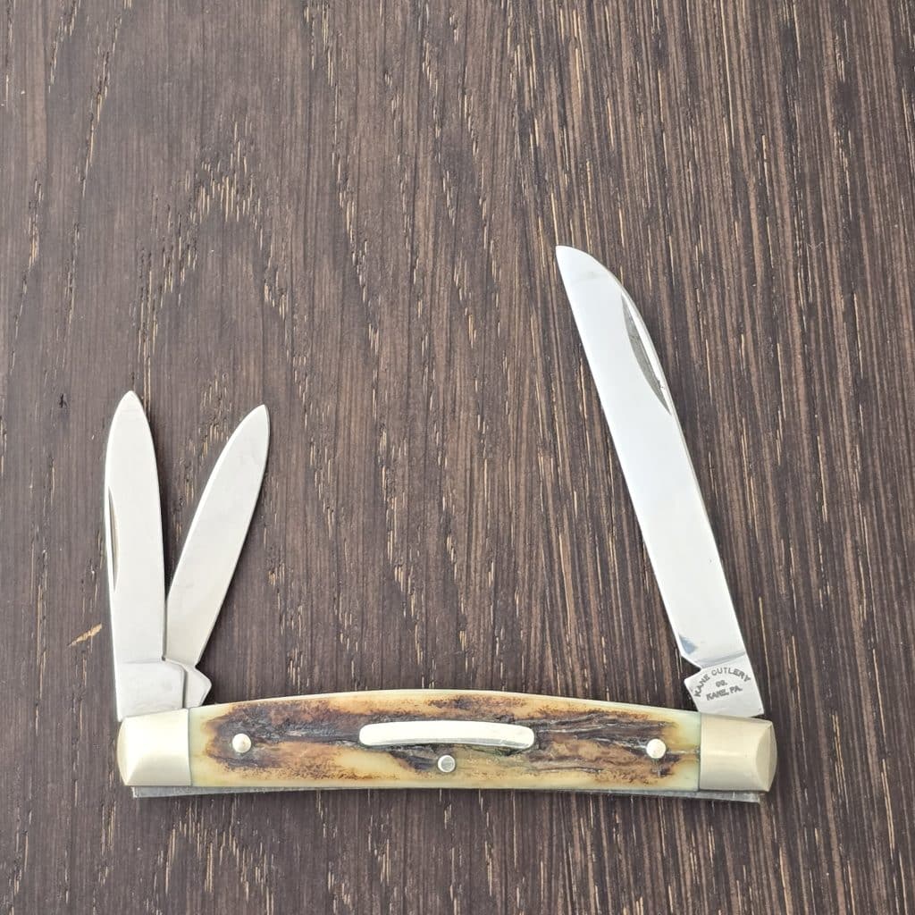 Kane Cutlery Stag Vintage 3 Blade Whittler, German Steel