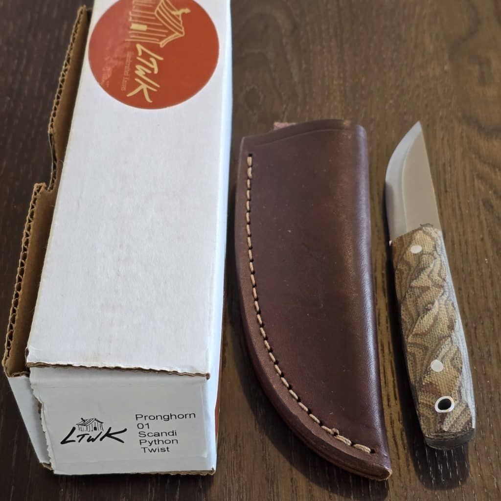 LTWK USA Pronghorn Scandi in CPM-3V and Python Twist Micarta – gallery image 2