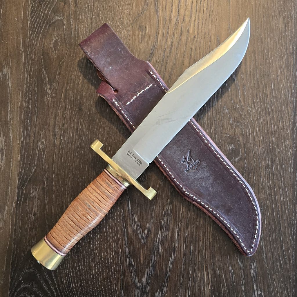 BlackJack Knives USA Model 12-9 in Brown Stacked Leather and A-2 Tool Steel – gallery image 2