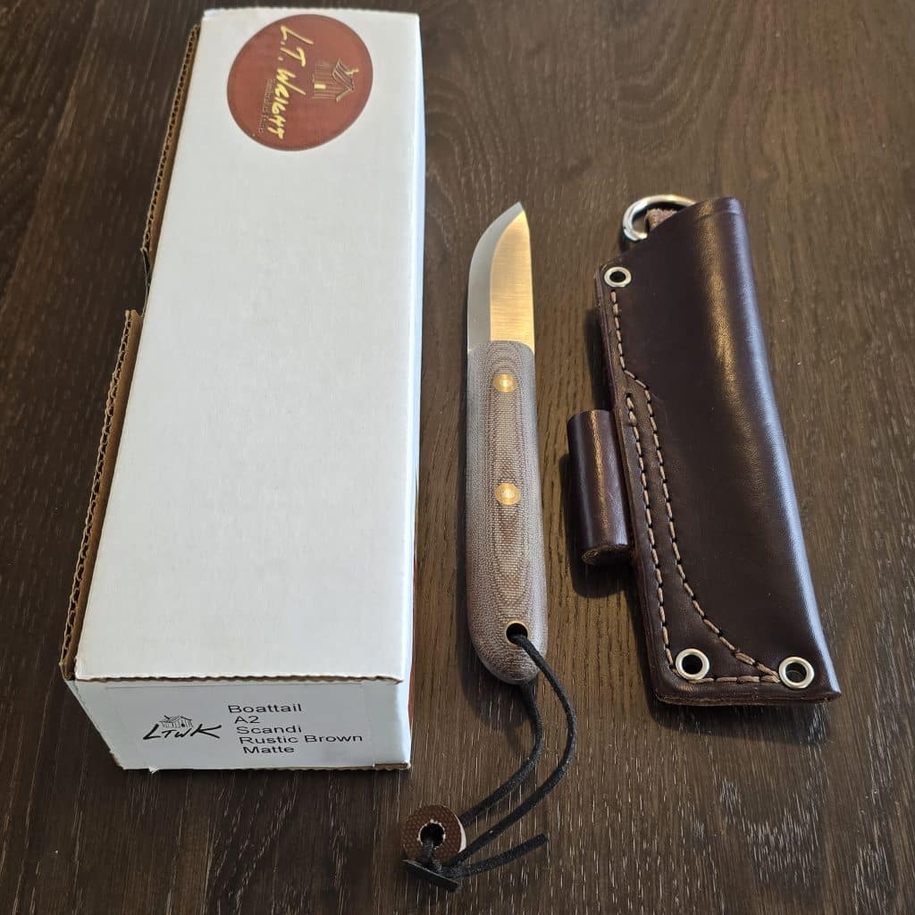 LTWK USA Scandi Boattail in A2 and Rustic Brown Matte Micarta – gallery image 3